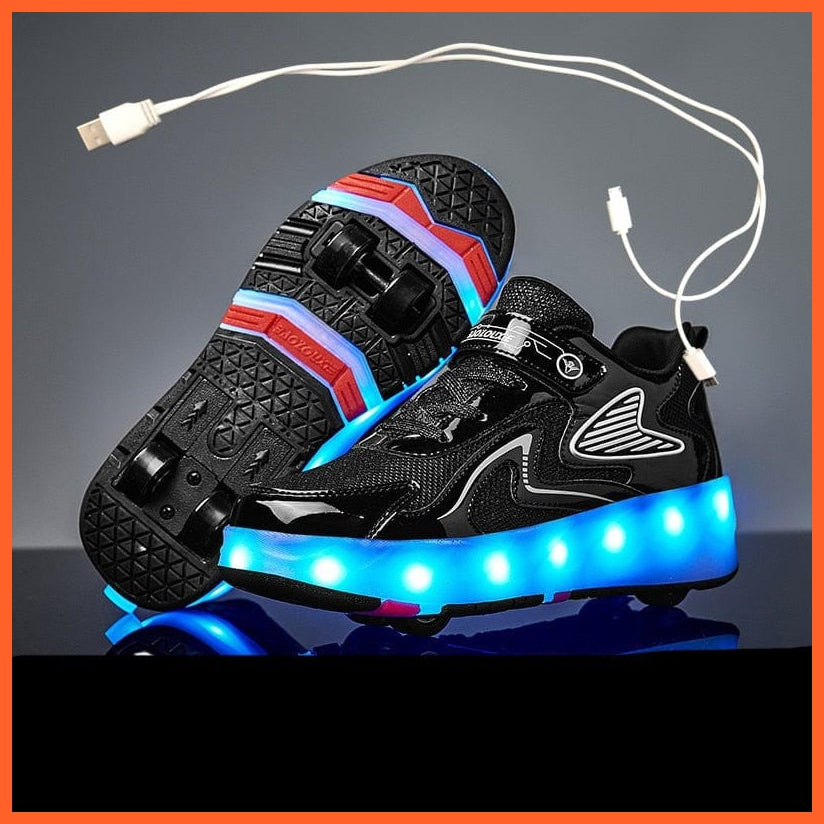 whatagift.com.au 0 Black / 29 USB Charging Fashion Girls Boys LED Light Roller Skate Shoes | Children Sneakers With Four wheels