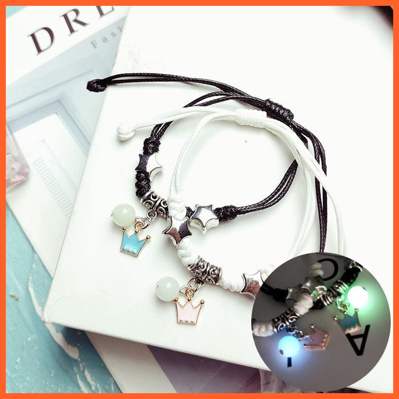 whatagift.com.au 0 BR22Y0267-13 2022 Luminous Cat Star Moon Bracelet Couple Charm Handmade Adjustable Rope Matching Friend Bracelet Infinite Love Jewelry Gifts