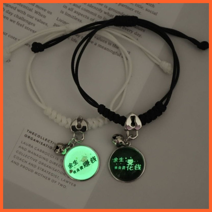 whatagift.com.au 0 BR22Y0267-17 2022 Luminous Cat Star Moon Bracelet Couple Charm Handmade Adjustable Rope Matching Friend Bracelet Infinite Love Jewelry Gifts