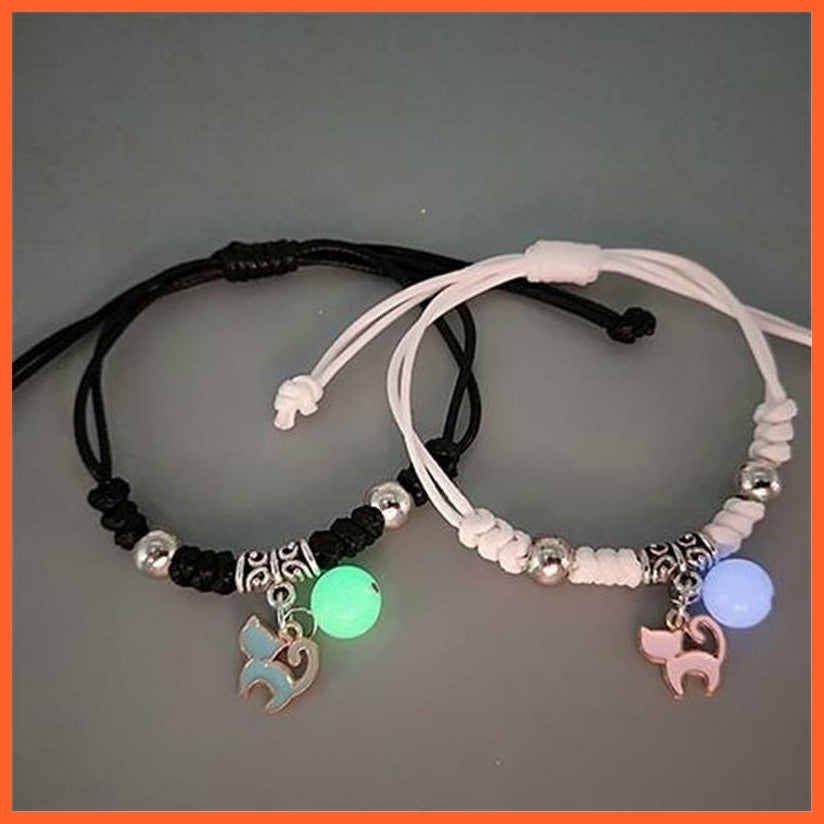 whatagift.com.au 0 BR22Y0267-2 2022 Luminous Cat Star Moon Bracelet Couple Charm Handmade Adjustable Rope Matching Friend Bracelet Infinite Love Jewelry Gifts