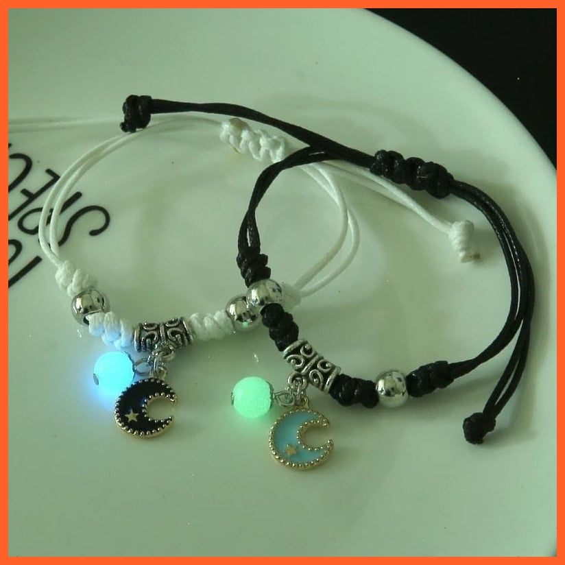 whatagift.com.au 0 BR22Y0267-7 2022 Luminous Cat Star Moon Bracelet Couple Charm Handmade Adjustable Rope Matching Friend Bracelet Infinite Love Jewelry Gifts