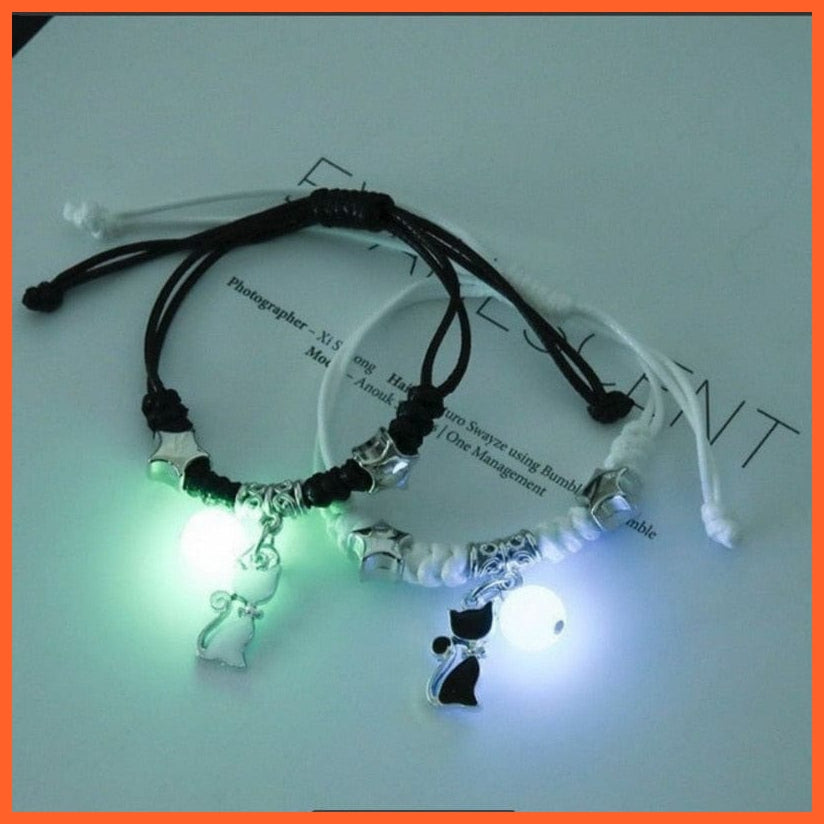 whatagift.com.au 0 BR22Y0267-8 2022 Luminous Cat Star Moon Bracelet Couple Charm Handmade Adjustable Rope Matching Friend Bracelet Infinite Love Jewelry Gifts