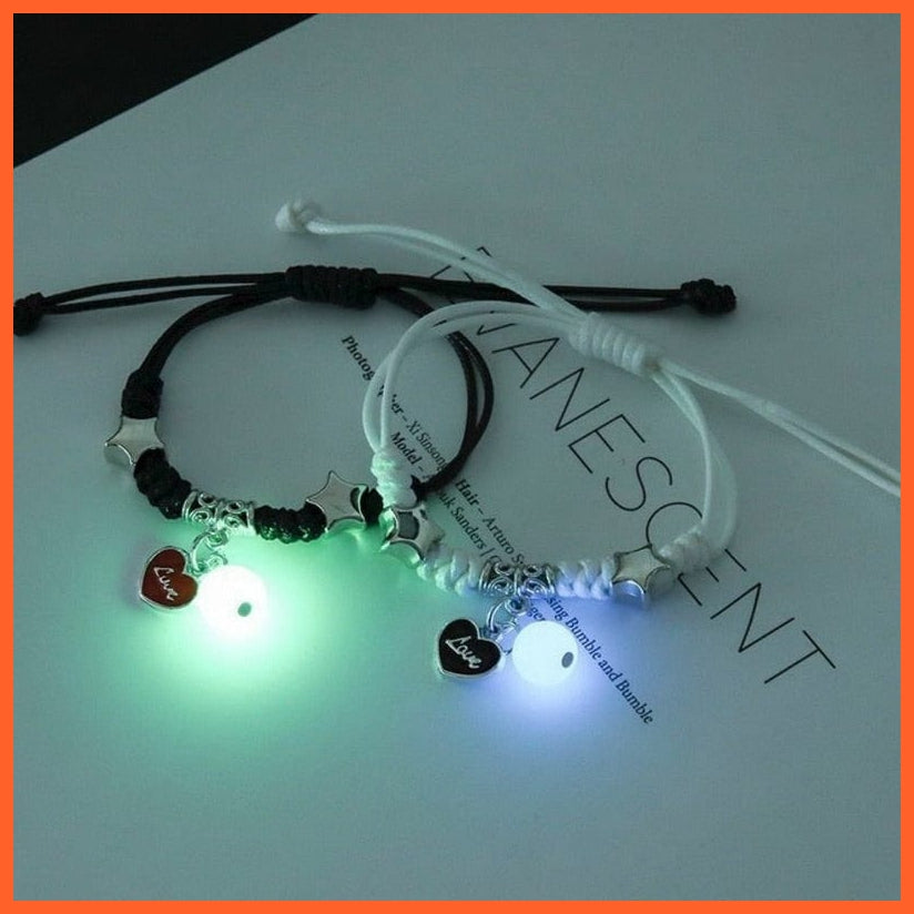 whatagift.com.au 0 BR22Y0267-9 2022 Luminous Cat Star Moon Bracelet Couple Charm Handmade Adjustable Rope Matching Friend Bracelet Infinite Love Jewelry Gifts