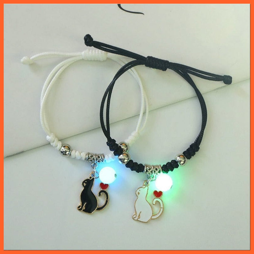 whatagift.com.au 0 BR22Y0351-19 2022 Luminous Cat Star Moon Bracelet Couple Charm Handmade Adjustable Rope Matching Friend Bracelet Infinite Love Jewelry Gifts