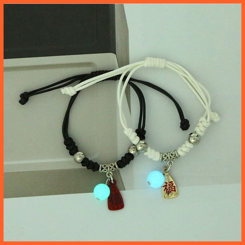 whatagift.com.au 0 BR22Y0351-26 2022 Luminous Cat Star Moon Bracelet Couple Charm Handmade Adjustable Rope Matching Friend Bracelet Infinite Love Jewelry Gifts