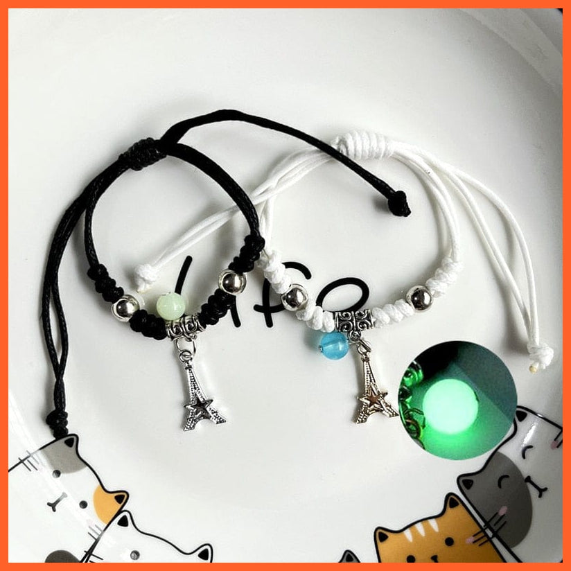 whatagift.com.au 0 BR22Y0351-27 2022 Luminous Cat Star Moon Bracelet Couple Charm Handmade Adjustable Rope Matching Friend Bracelet Infinite Love Jewelry Gifts