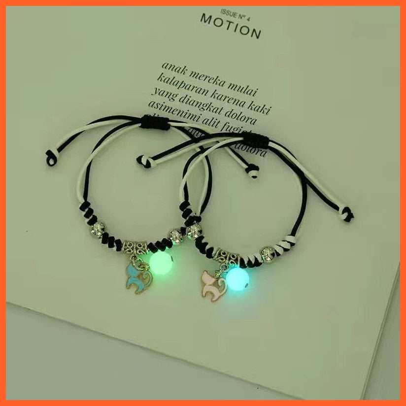 whatagift.com.au 0 BR22Y0351-37 2022 Luminous Cat Star Moon Bracelet Couple Charm Handmade Adjustable Rope Matching Friend Bracelet Infinite Love Jewelry Gifts