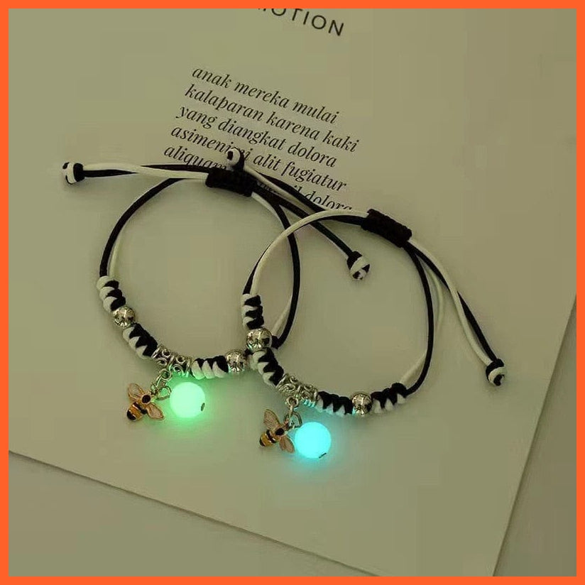 whatagift.com.au 0 BR22Y0351-38 2022 Luminous Cat Star Moon Bracelet Couple Charm Handmade Adjustable Rope Matching Friend Bracelet Infinite Love Jewelry Gifts