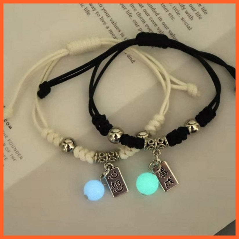 whatagift.com.au 0 BR22Y0351-39 2022 Luminous Cat Star Moon Bracelet Couple Charm Handmade Adjustable Rope Matching Friend Bracelet Infinite Love Jewelry Gifts