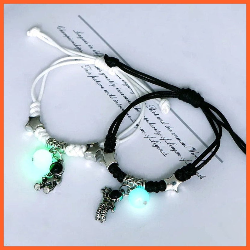 whatagift.com.au 0 BR22Y0351-40 2022 Luminous Cat Star Moon Bracelet Couple Charm Handmade Adjustable Rope Matching Friend Bracelet Infinite Love Jewelry Gifts