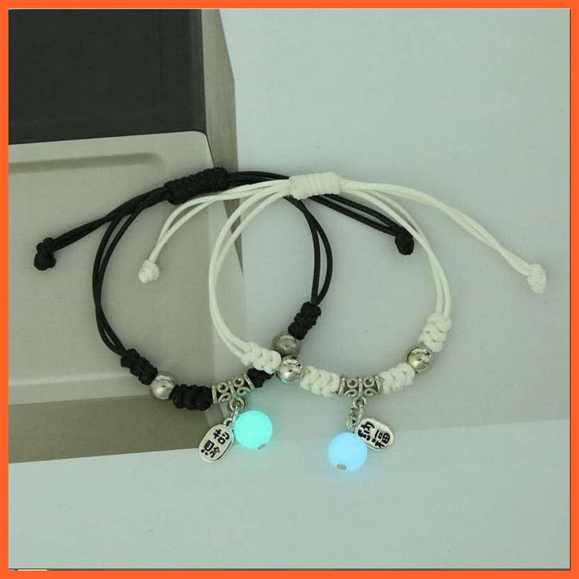 whatagift.com.au 0 BR22Y0351-41 2022 Luminous Cat Star Moon Bracelet Couple Charm Handmade Adjustable Rope Matching Friend Bracelet Infinite Love Jewelry Gifts