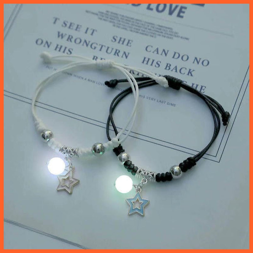 whatagift.com.au 0 BR22Y0502-1 2022 Luminous Cat Star Moon Bracelet Couple Charm Handmade Adjustable Rope Matching Friend Bracelet Infinite Love Jewelry Gifts