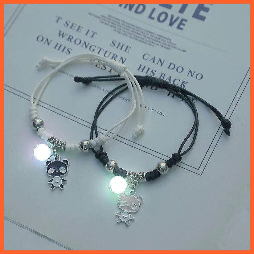 whatagift.com.au 0 BR22Y0502-2 2022 Luminous Cat Star Moon Bracelet Couple Charm Handmade Adjustable Rope Matching Friend Bracelet Infinite Love Jewelry Gifts