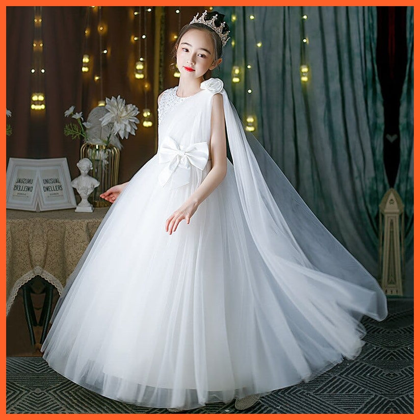 whatagift.com.au 0 Flower Girls Tutu Dress | Elegant Mesh Bow Piano Performance Costume