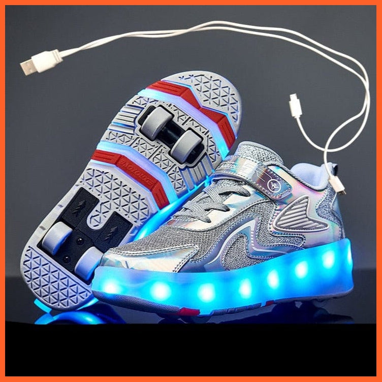 whatagift.com.au 0 Gray / 29 USB Charging Fashion Girls Boys LED Light Roller Skate Shoes | Children Sneakers With Four wheels