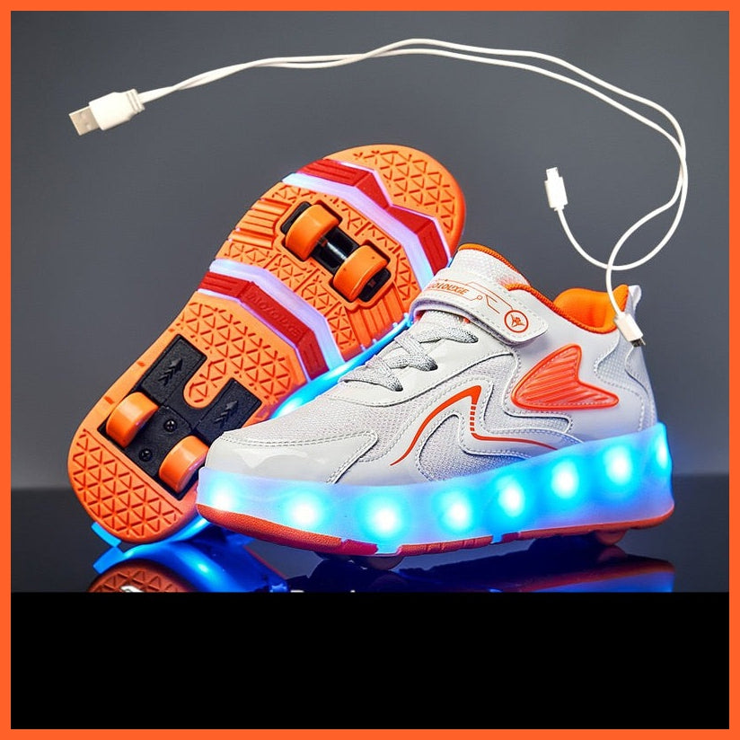 whatagift.com.au 0 Gray and Orange / 29 USB Charging Fashion Girls Boys LED Light Roller Skate Shoes | Children Sneakers With Four wheels