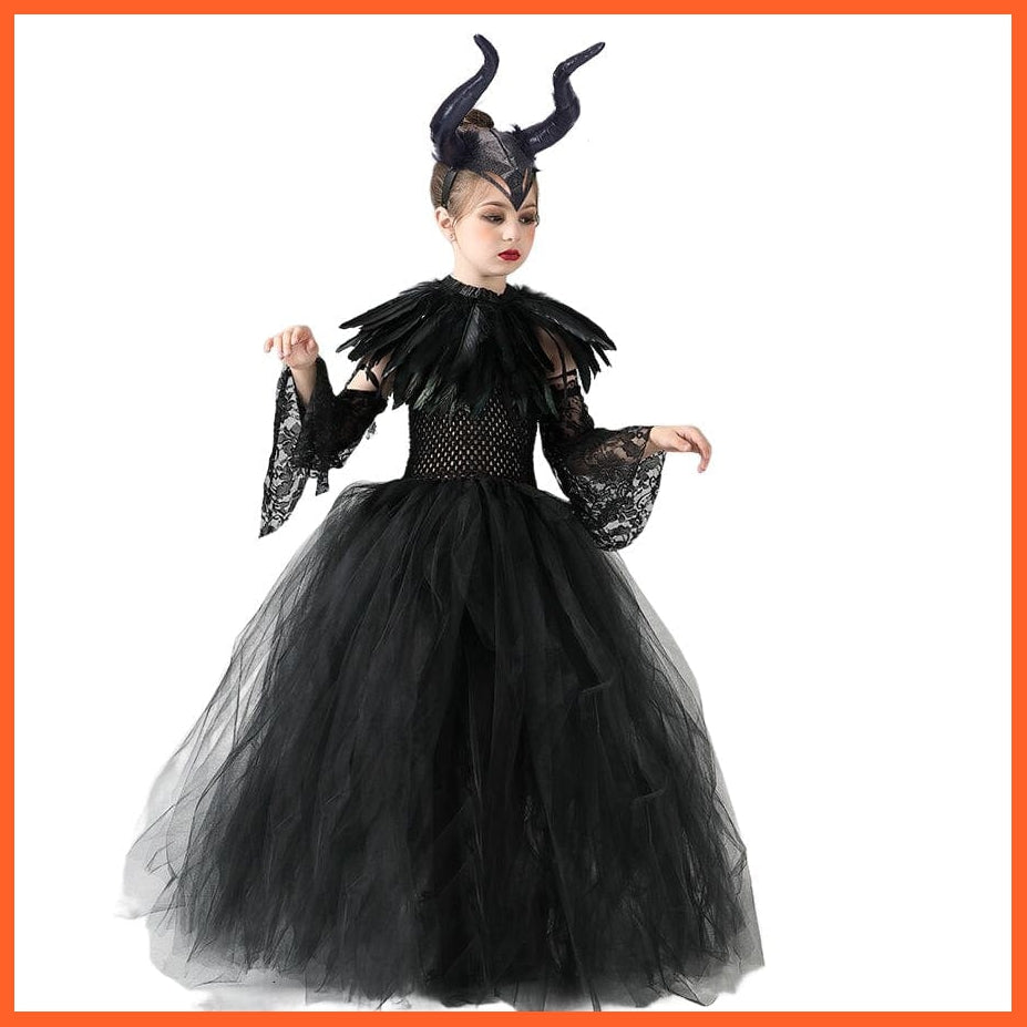 whatagift.com.au 0 Halloween Costume Maleficent Tutu Dress | Cosplay Evil Queen Black Mesh Dress