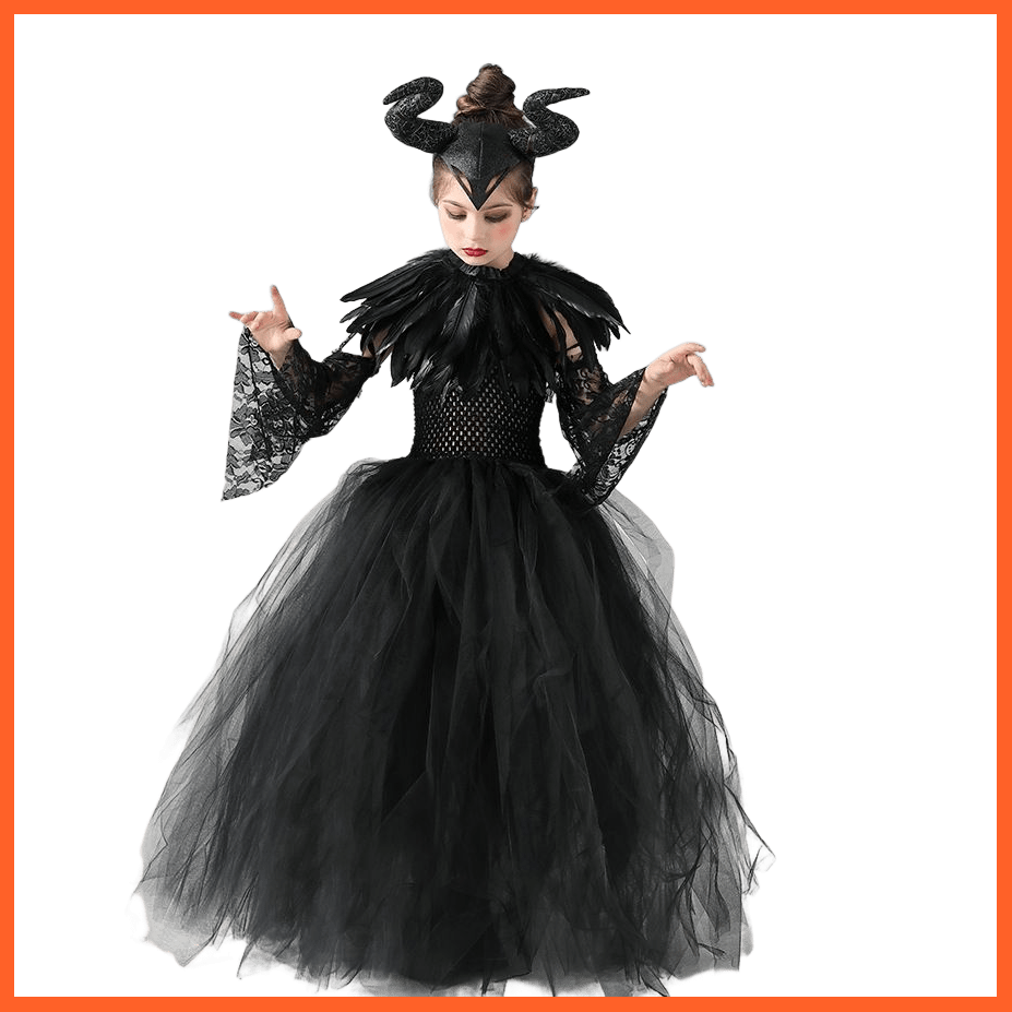 whatagift.com.au 0 Halloween Costume Maleficent Tutu Dress | Cosplay Evil Queen Black Mesh Dress