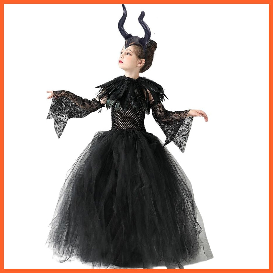 whatagift.com.au 0 Halloween Costume Maleficent Tutu Dress | Cosplay Evil Queen Black Mesh Dress