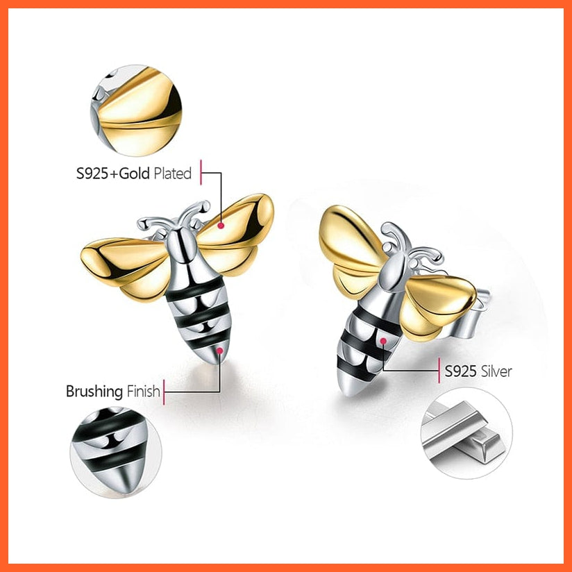 whatagift.com.au 0 Lotus Fun Real 925 Sterling Silver Earrings Designer Fine Jewelry Lovely 18K Gold Honey Bee Stud Earrings for Women Gift Brincos