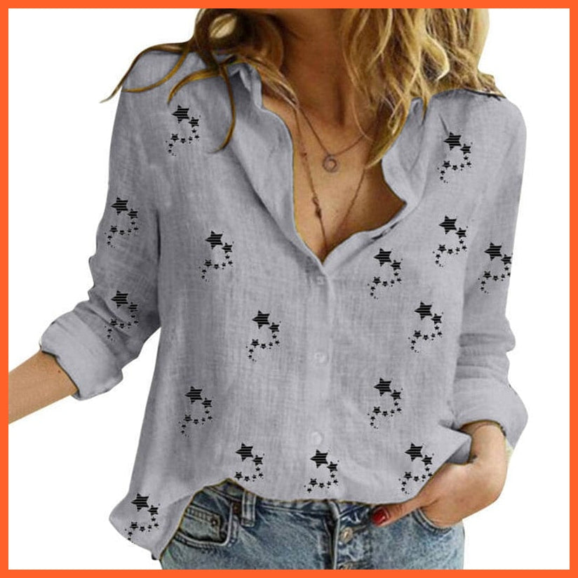 whatagift.com.au 0 Pentagram Gray / S Loose Long Sleeve Oversized Shirt for Women