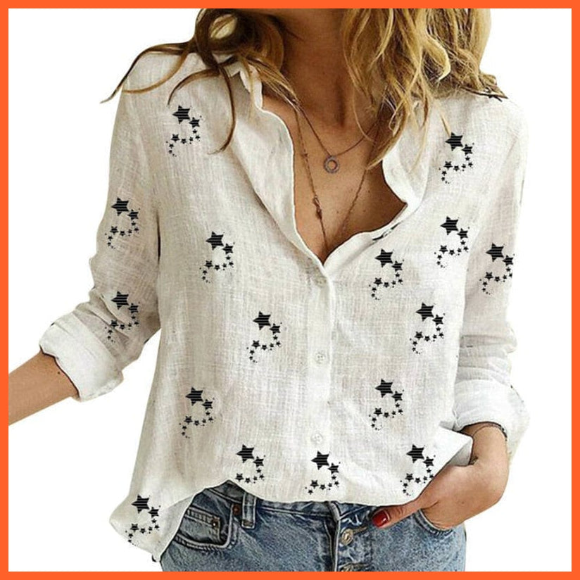 whatagift.com.au 0 Pentagram White / S Loose Long Sleeve Oversized Shirt for Women