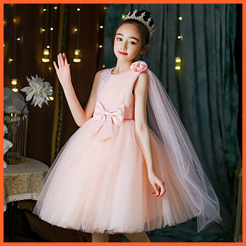 whatagift.com.au 0 pink short / 4T Flower Girls Tutu Dress | Elegant Mesh Bow Piano Performance Costume