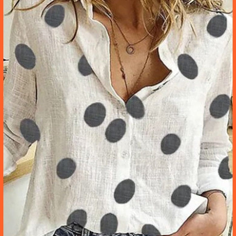 whatagift.com.au 0 Polka Dot / S Loose Long Sleeve Oversized Shirt for Women