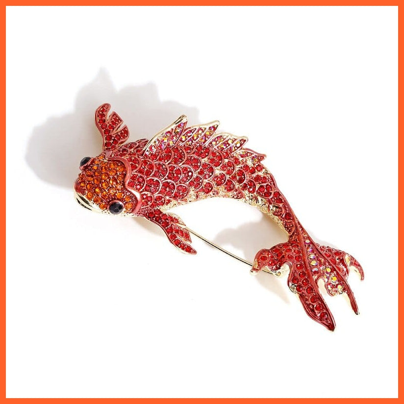 whatagift.uk 0 Red Koi Rhinestone Brooch