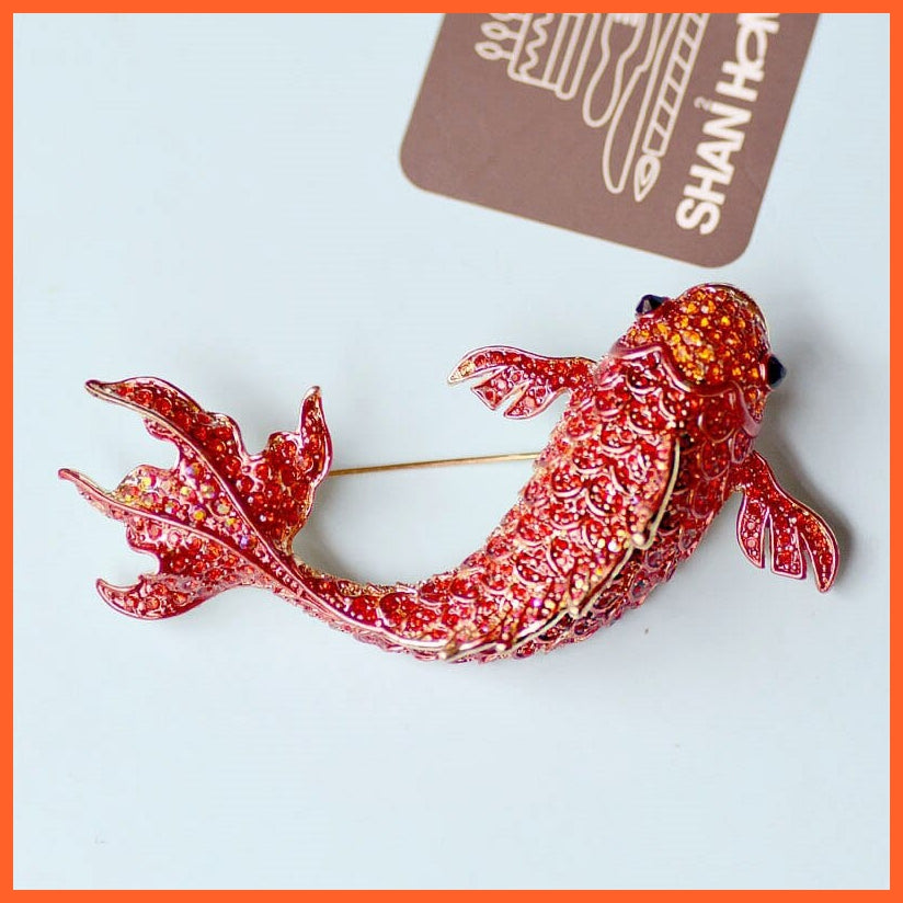 whatagift.uk 0 Red Koi Rhinestone Brooch