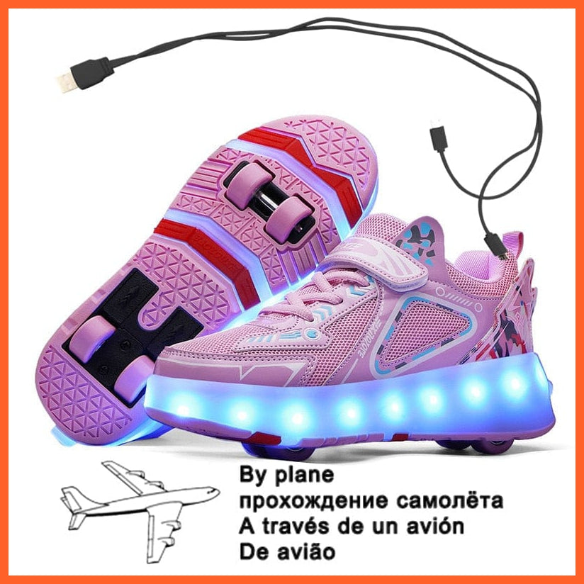 whatagift.com.au 0 USB Charging Fashion Girls Boys LED Light Roller Skate Shoes | Children Sneakers With Four wheels
