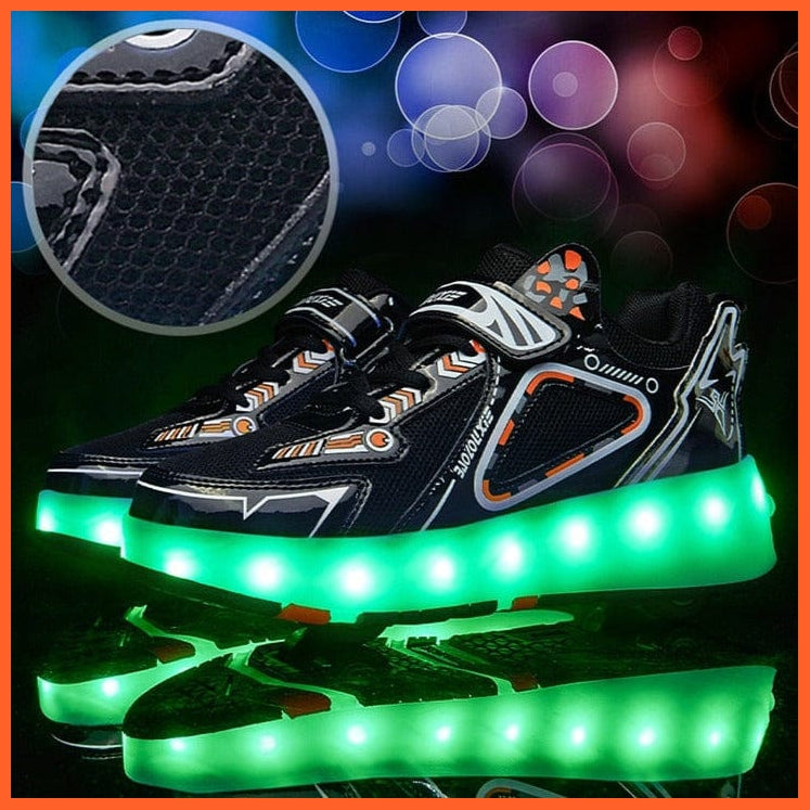whatagift.com.au 0 USB Charging Fashion Girls Boys LED Light Roller Skate Shoes For Kids | Sneakers With Four wheels