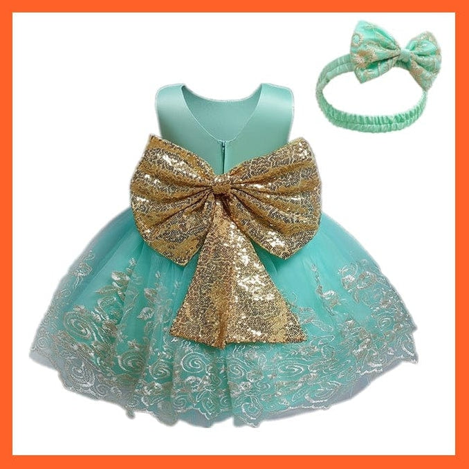whatagift.com.au 01 Gold Bow Green / 12M Gown Dresses For Girls For Summer Party And Wedding