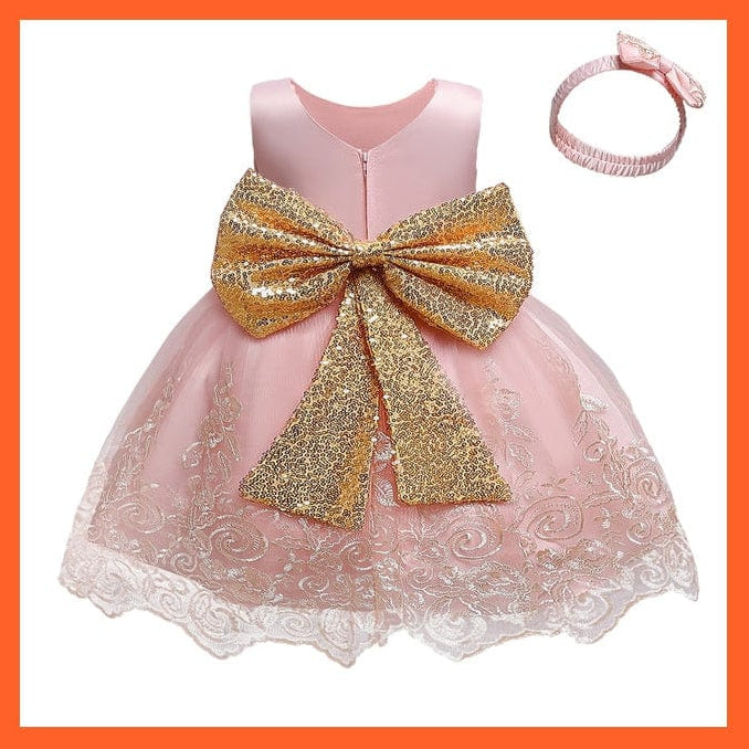whatagift.com.au 01 Gold Bow Pink / 12M Gown Dresses For Girls For Summer Party And Wedding
