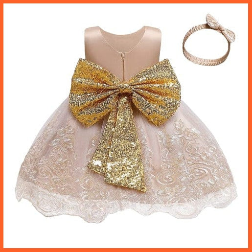 whatagift.com.au 01 Gold Bow Pink / 12M Summer Party And Wedding Gown Dresses For Girls