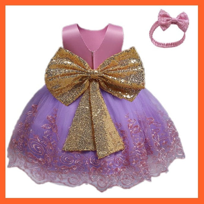 whatagift.com.au 01 Gold Bow Purple / 12M Gown Dresses For Girls For Summer Party And Wedding