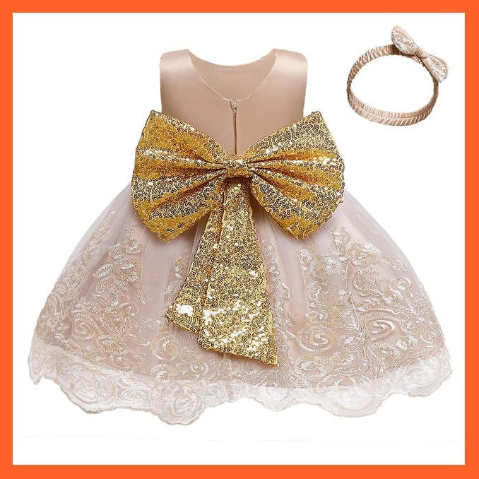 whatagift.com.au 01 Gold Bow Yellow / 12M Gown Dresses For Girls For Summer Party And Wedding