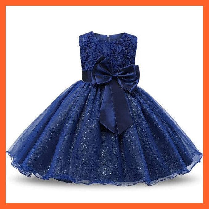 whatagift.com.au 04 Navy Blue / 9M Baby Girls Red Birthday Long Sleeve Backless Dresses