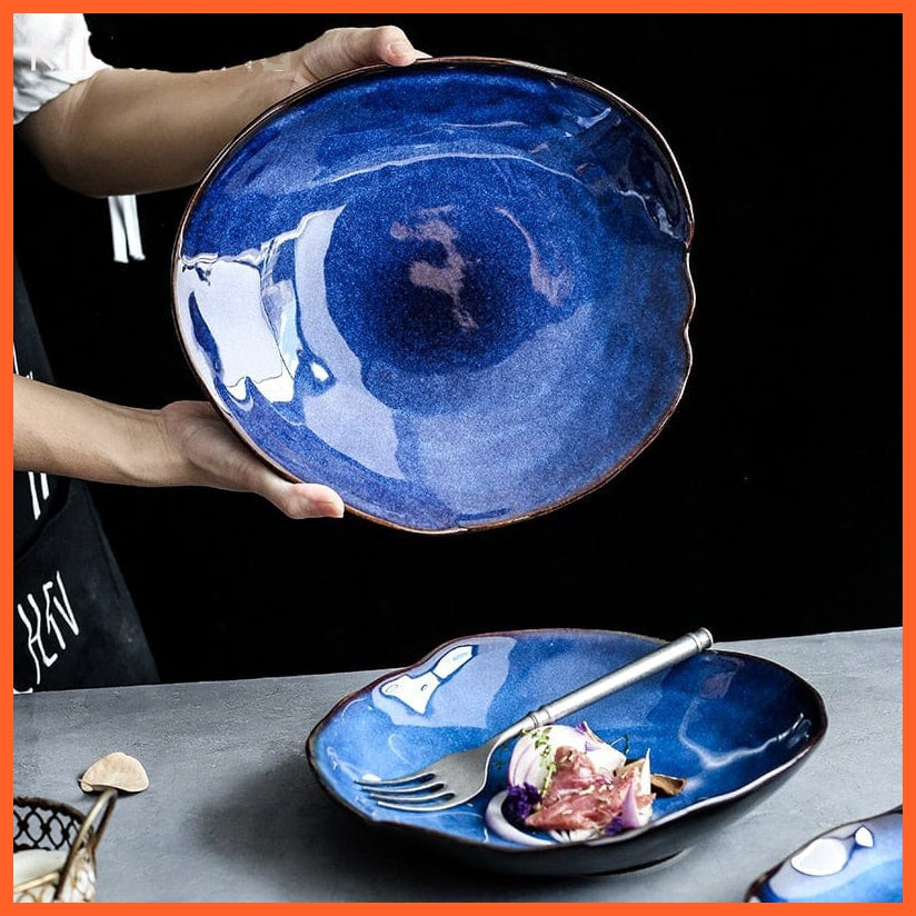 whatagift.com.au 1/2/4 Pcs  Nordic Ceramic Food Dish Plate | Household Irregular Dish Salad Platter