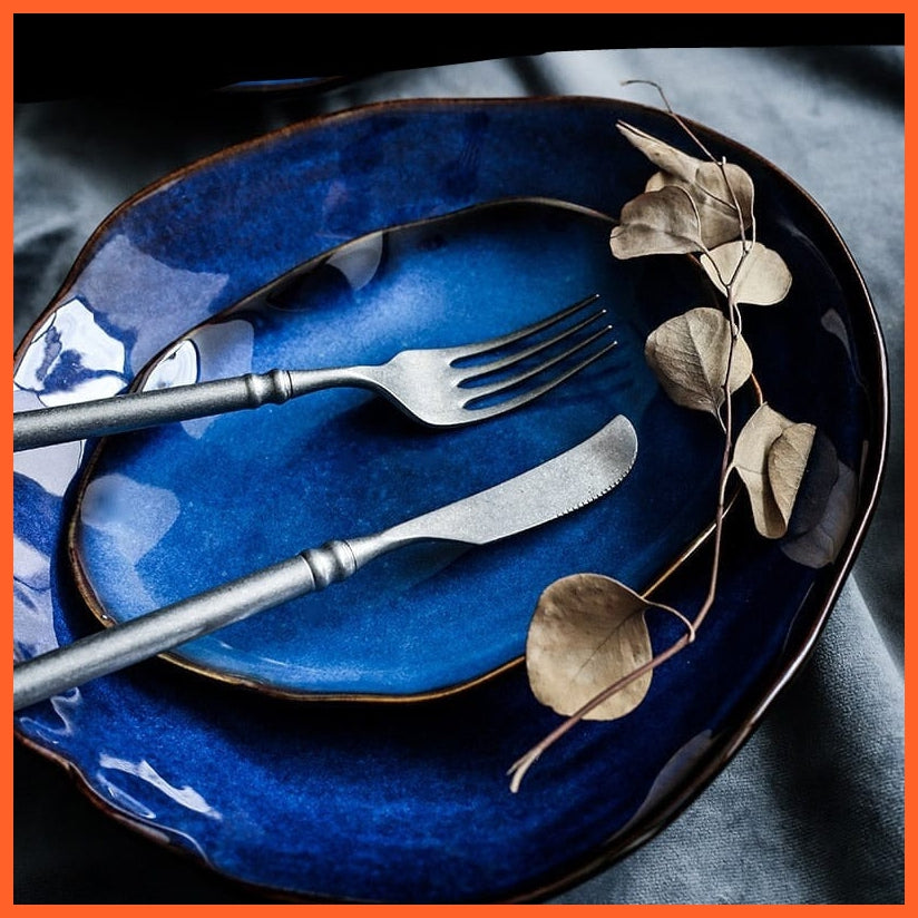 whatagift.com.au 1/2/4 Pcs  Nordic Ceramic Food Dish Plate | Household Irregular Dish Salad Platter