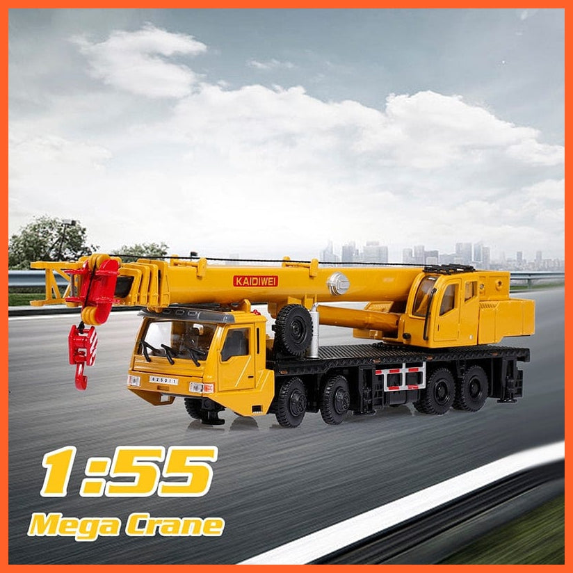 whatagift.com.au 1:55 Diecast Mega Crane Lifter | 360 Degree Rotate Work Platform Crane With 4 Front Wheel Steering