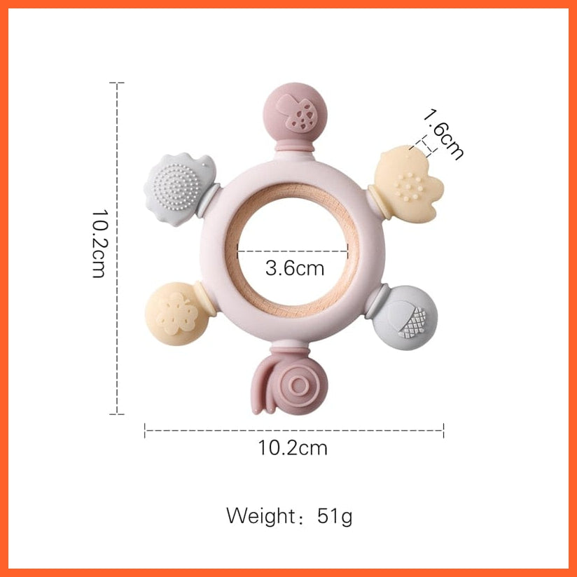 whatagift.com.au 10 Silicone Baby Rudder Shape Wooden Teether Ring | BPA Free Silicone Children Teething Toy