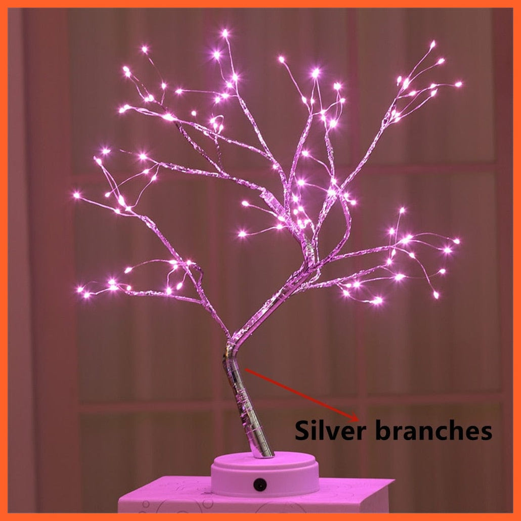 whatagift.com.au 108leds pink LED Night Lights | Mini Christmas Tree Table Lamp | Garland Fairy String Light for Home Decor