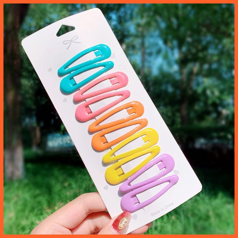 whatagift.com.au 10pcs 2 Women Girls Cute Colorful Waterdrop Shape Hairpins | Slid Clip Fashion Hair Accessories