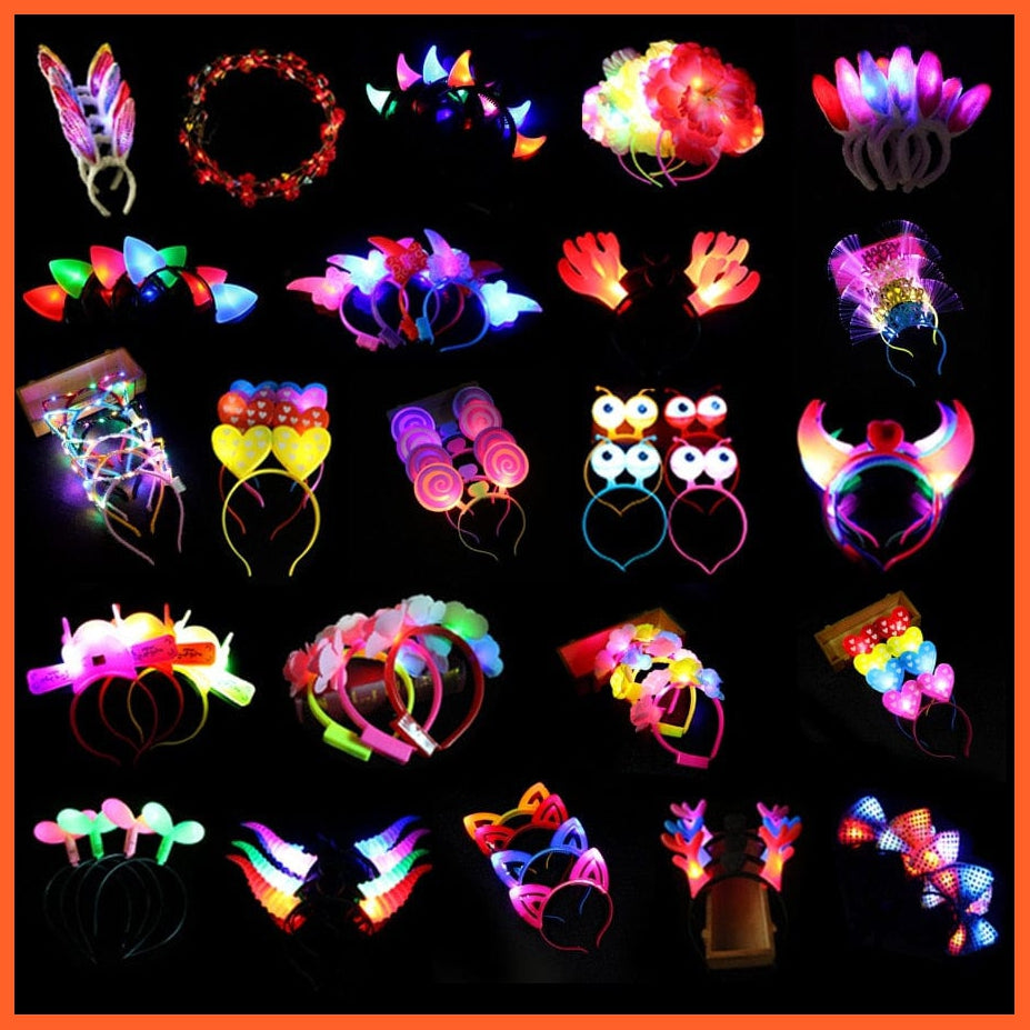 whatagift.com.au 10pcs Adult Kids Glowing LED Party Accessories | Cat Bunny Crown Flower Headband | Halloween Party