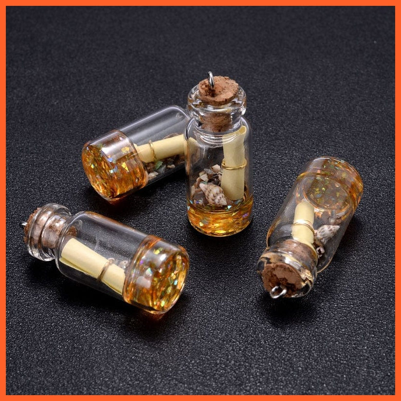 whatagift.com.au 10Pcs/Lot Conch Shell Glass Resin Wish Bottle Pendants Charms For Necklace