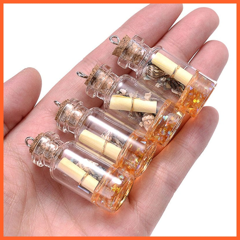 whatagift.com.au 10Pcs/lot Conch Shell Glass Resin Wish Bottle Pendants Charms for Necklace