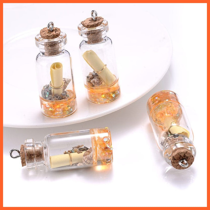 whatagift.com.au 10Pcs/lot Conch Shell Glass Resin Wish Bottle Pendants Charms for Necklace