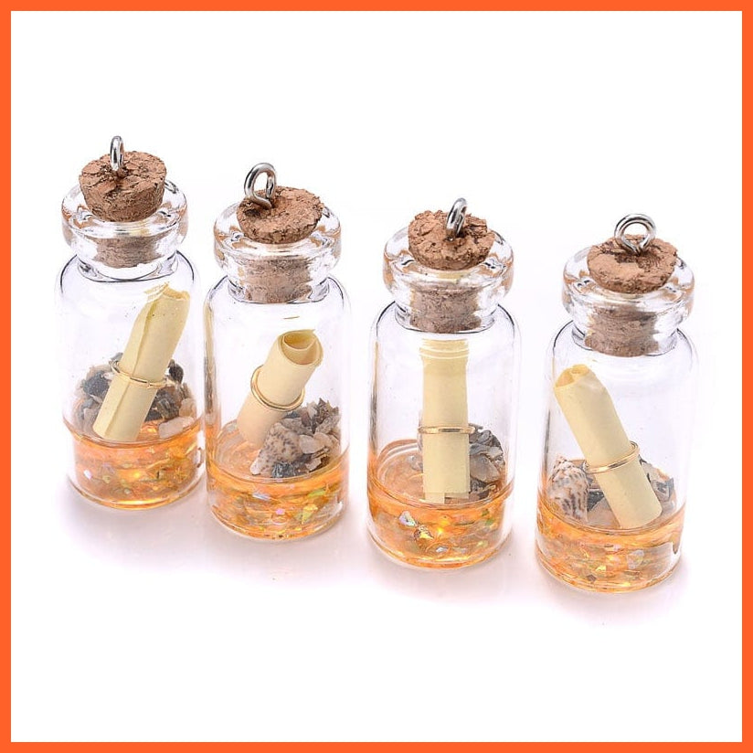 whatagift.com.au 10Pcs/lot Conch Shell Glass Resin Wish Bottle Pendants Charms for Necklace