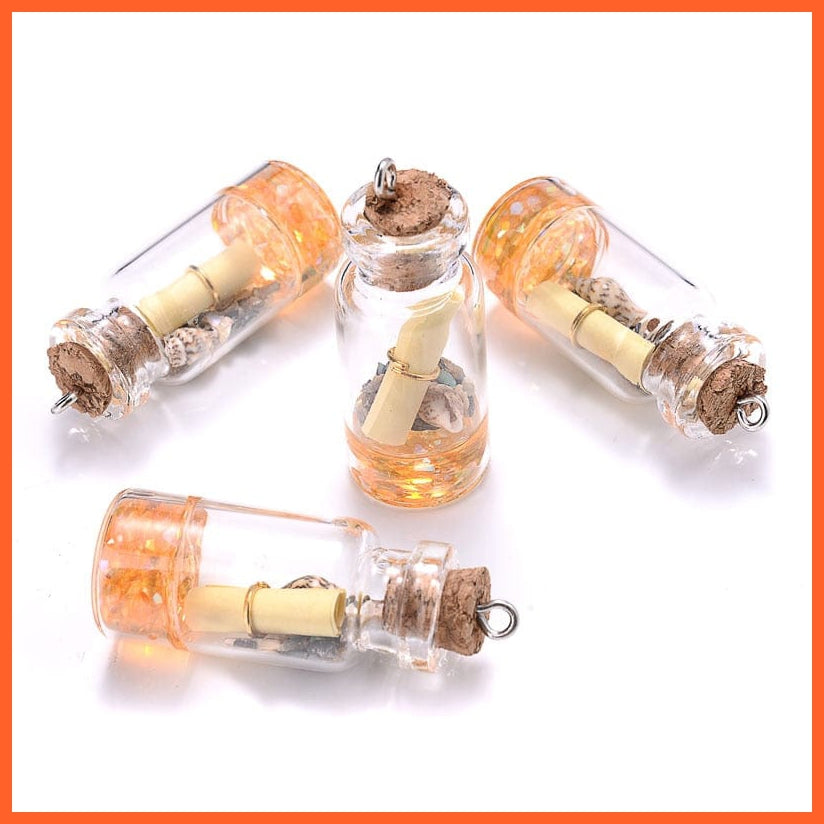 whatagift.com.au 10Pcs/lot Conch Shell Glass Resin Wish Bottle Pendants Charms for Necklace